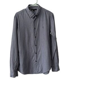 John Varvatos button up shirt men sz M long sleeve pin stripe 100% cotton